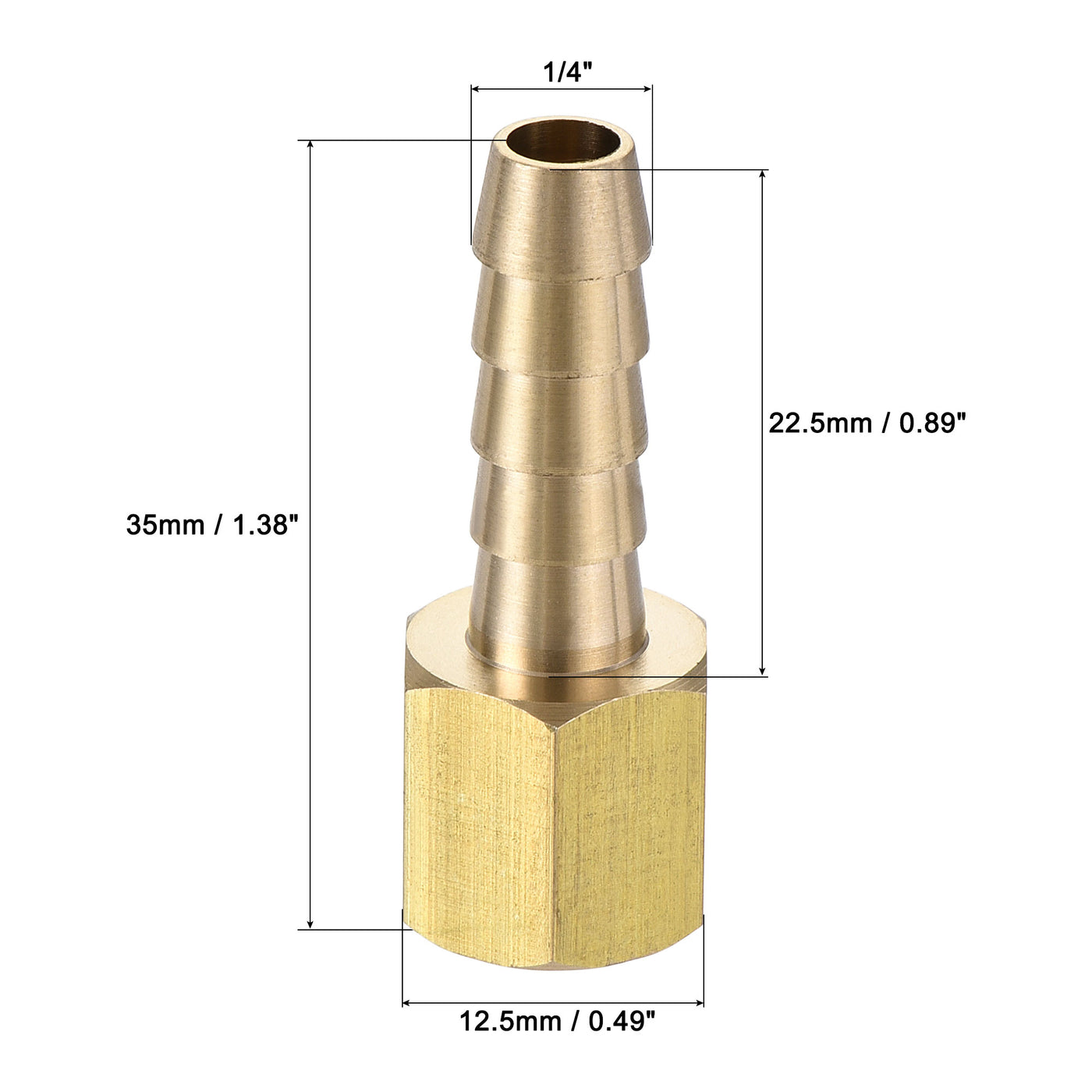 Uxcell Uxcell Brass Barb Hose Fitting Connector Adapter 3/16 Barbed x 1/8NPT Female Pipe 2pcs