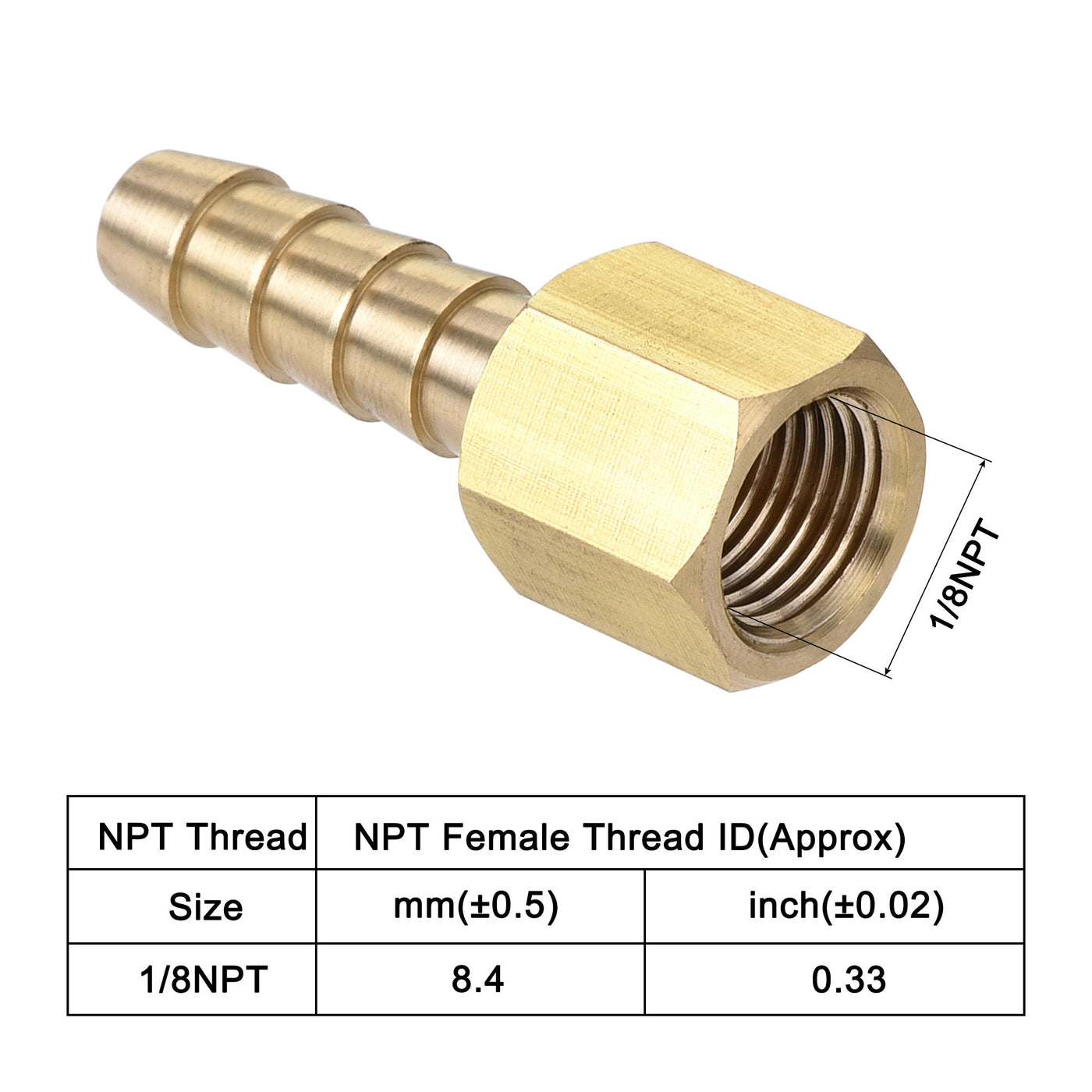 Uxcell Uxcell Brass Barb Hose Fitting Connector Adapter 3/16 Barbed x 1/8NPT Female Pipe 2pcs