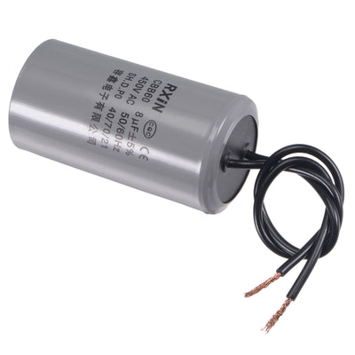 Harfington Uxcell CBB60 Run Capacitor 8uF 450V AC 2 Wires 50/60Hz Cylinder 66x35mm for Air Compressor Water Pump Motor