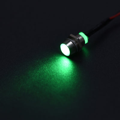 Harfington Uxcell LED Indicator Light AC/DC 110V 8mm Panel Mount Green LED Signal Lamp Metal Shell 10Pcs