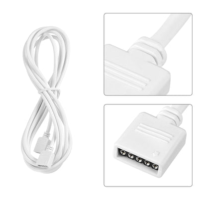 Harfington Uxcell RGB Extension Cable LED Strip Connector 2M Length White 2Pcs with 4Pcs Male 5 Pin Plugs