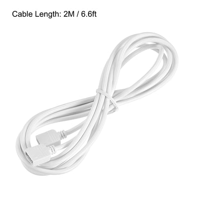 Harfington Uxcell RGB Extension Cable LED Strip Connector 2M Length White 2Pcs with 4Pcs Male 5 Pin Plugs