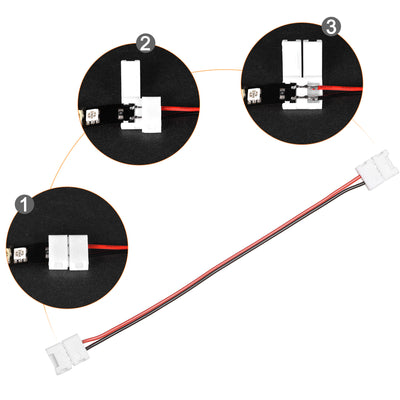 Harfington Uxcell 2 Pin 8mm LED Connector Kit, Include Strip to Strip Jumper, Gapless Connector, for 3528 5050 Single Color LED Lights