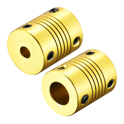 Harfington Uxcell 10mm to 5mm Aluminum Alloy Shaft Coupling Flexible Coupler L25xD20 Golden Tone