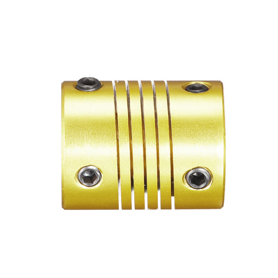 Harfington Uxcell 5 Pcs 8mm to 5mm Aluminum Alloy Shaft Coupling Flexible L25xD20 Golden Tone