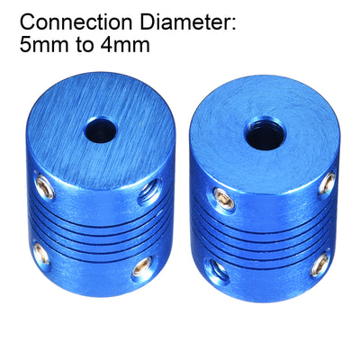 Harfington Uxcell 5mm to 4mm Aluminum Alloy Shaft Coupling Flexible Coupler L25xD20 Blue