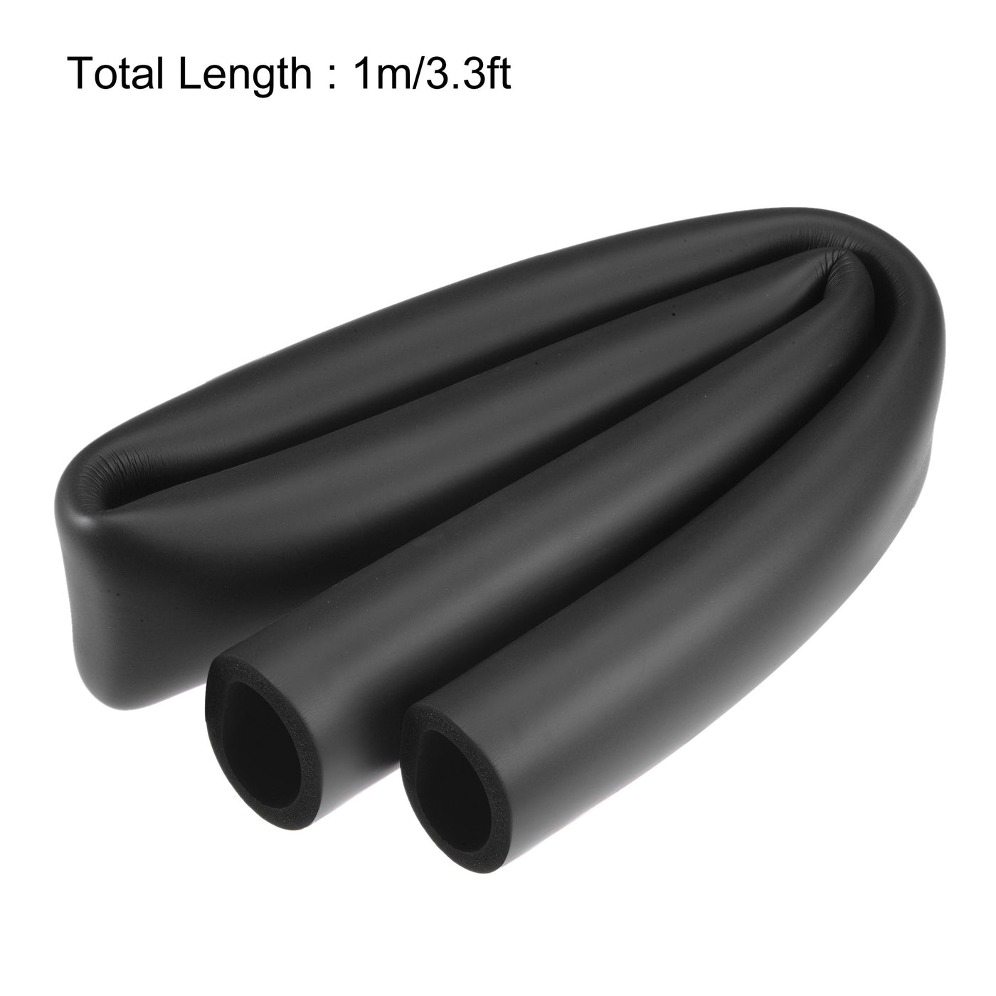 uxcell Uxcell Foam Tubing for Handle Grip Support, Pipe Insulation, 38mm ID 53mm OD 1m Length Black