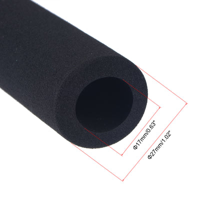 Harfington Uxcell Foam Tubing for Handle Grip Support, Pipe Insulation, 17mm ID 27mm OD 295mm Length Black 2pcs