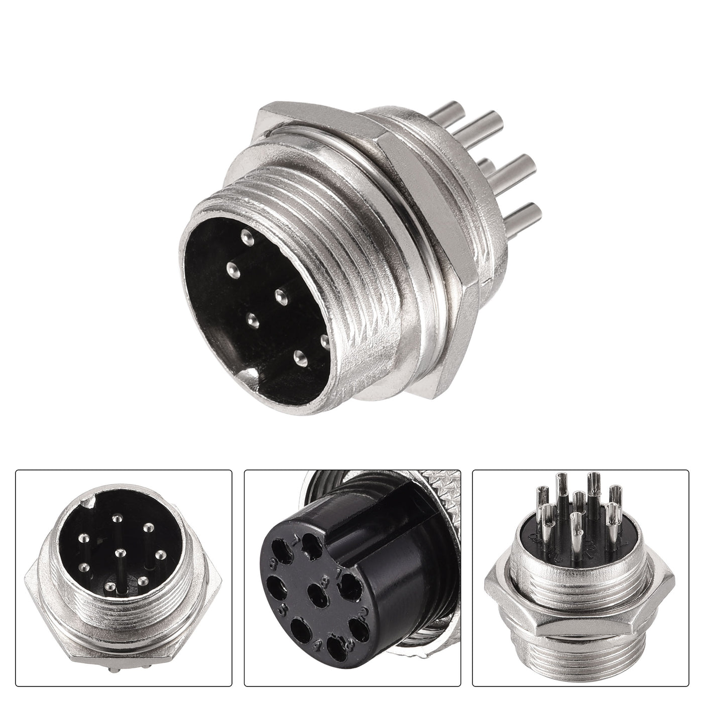 uxcell Uxcell Aviation Connector 16mm 8 Terminals 5A 250V GX16 Waterproof Male Female Panel Metal Wire Connector Fittings 2 pairs