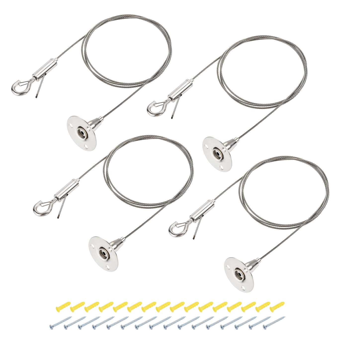 uxcell Uxcell Picture Hanging Wire Kit, 4Set 1M Adjustable Hanger Wire Hook for Home Art Gallery Picture Display Kit, Load 66 lbs, with 16Set Screws