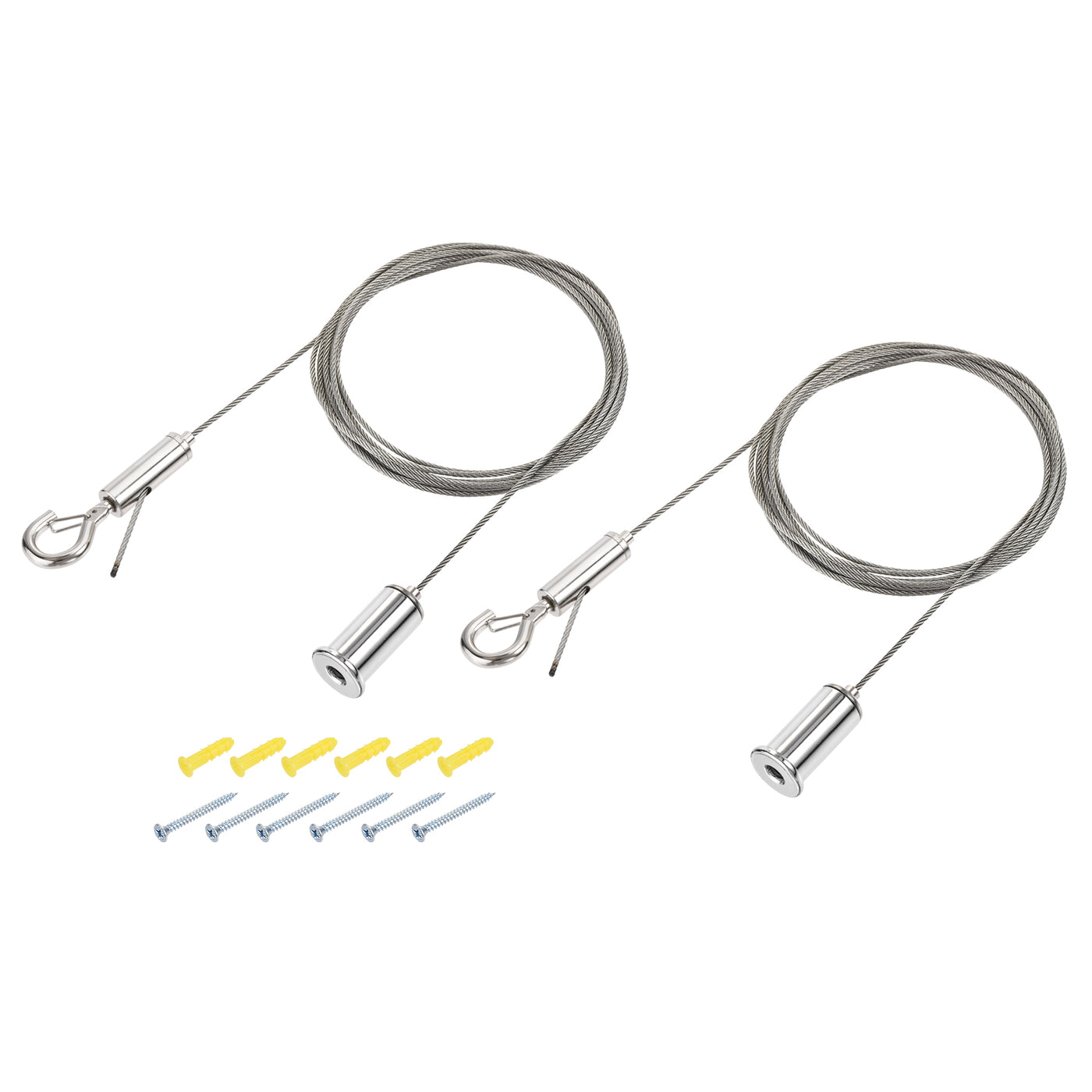 uxcell Uxcell Picture Hanging Wire Hooks Kit, 2Set 2.5M Adjustable Hanger Wire for Home Art Gallery Picture Display Kit, Load 33 lbs, with 6Set Screws