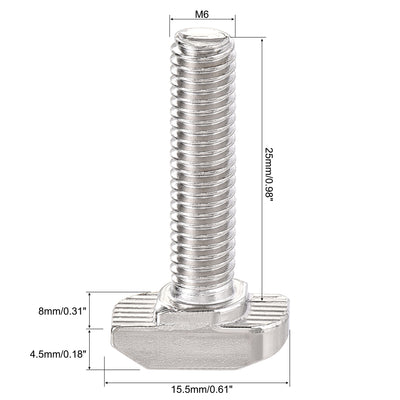 Harfington Uxcell M6x25mm T-Slot Drop-in Stud Sliding Bolt Screw Carbon Steel for 30 Series Aluminum Profile 10pcs