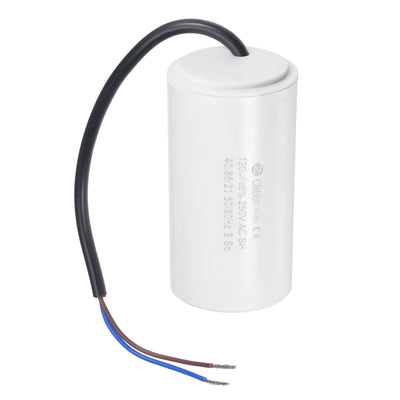 Harfington Uxcell CBB60 Run Capacitor 120uF 250V AC 2 Wires 50/60Hz Cylinder 96x49mm White for Air Compressor Water Pump Motor