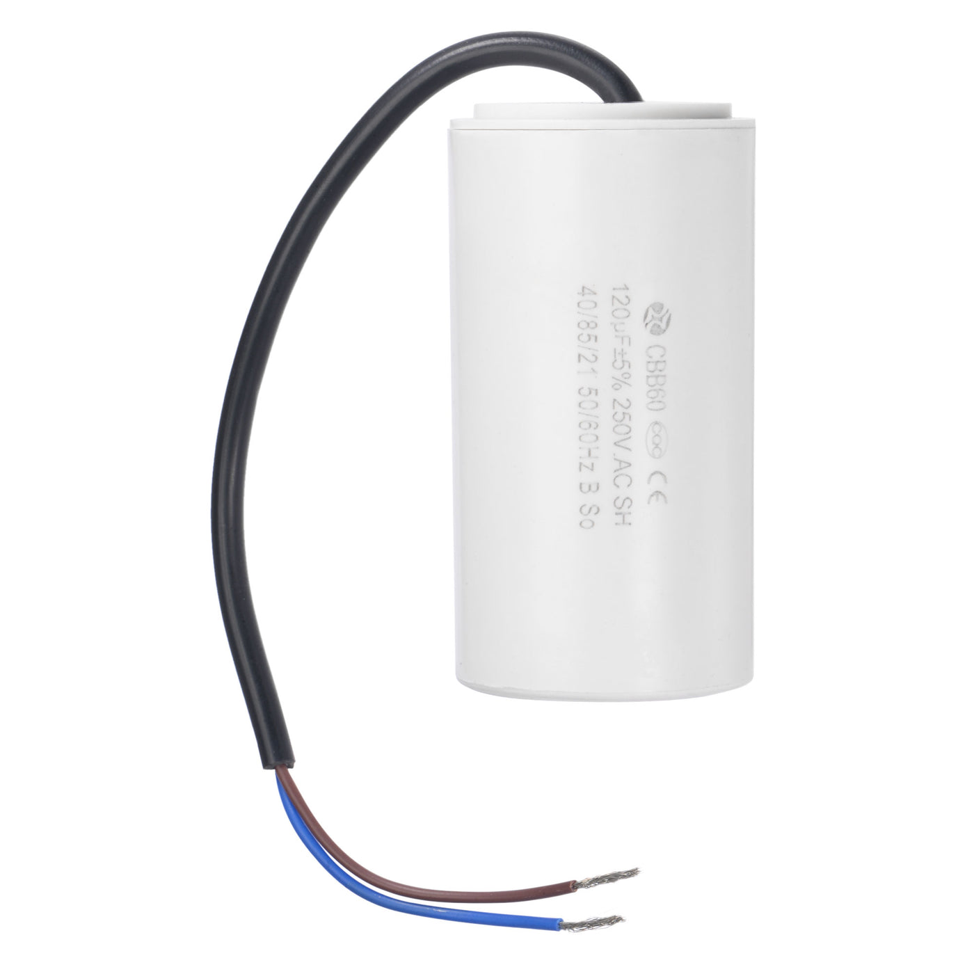 uxcell Uxcell CBB60 Run Capacitor 120uF 250V AC 2 Wires 50/60Hz Cylinder 96x49mm White for Air Compressor Water Pump Motor