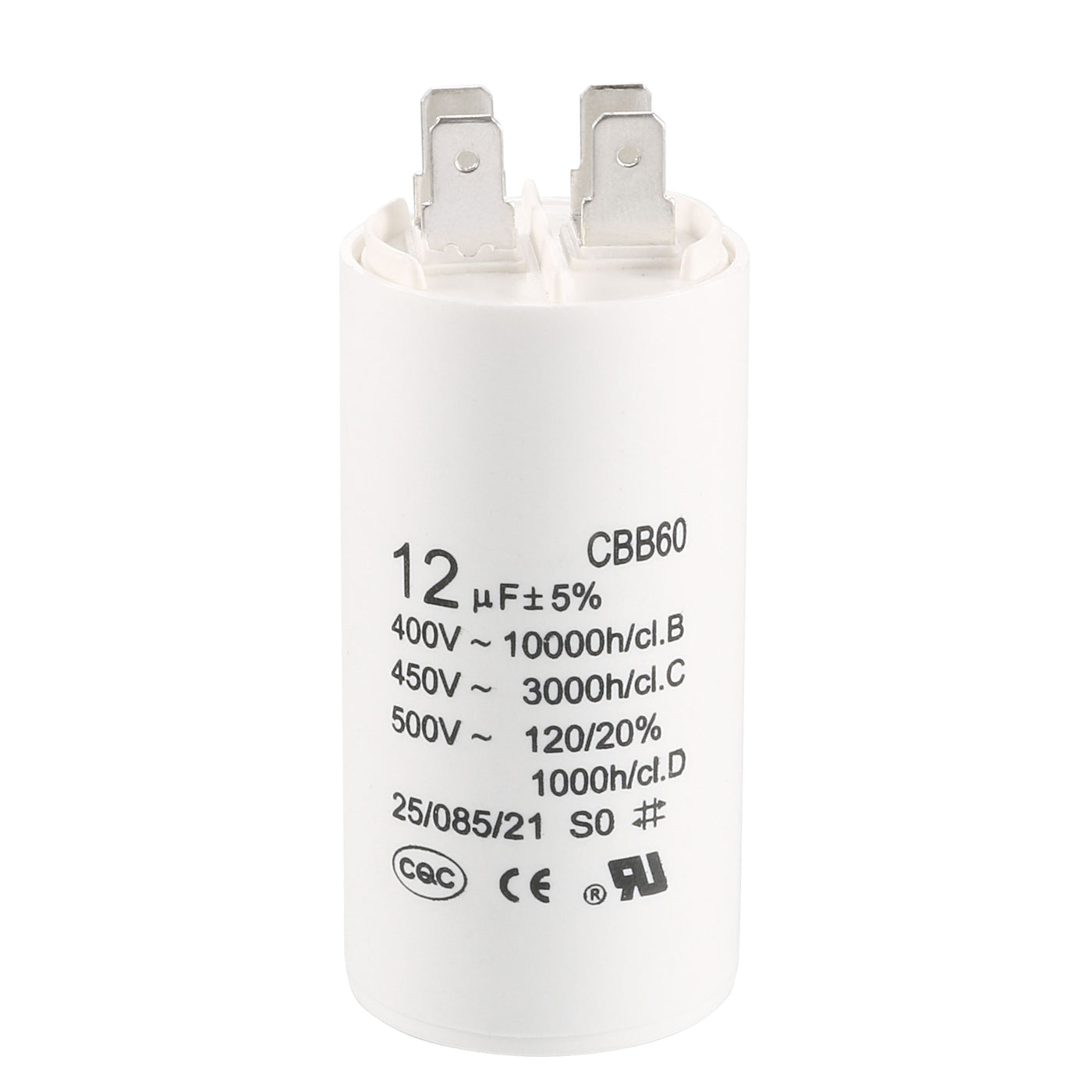 uxcell Uxcell CBB60 Run Capacitor 12uF 450V AC Double Insert 50/60Hz Cylinder 70x35mm White for Air Compressor Water Pump Motor