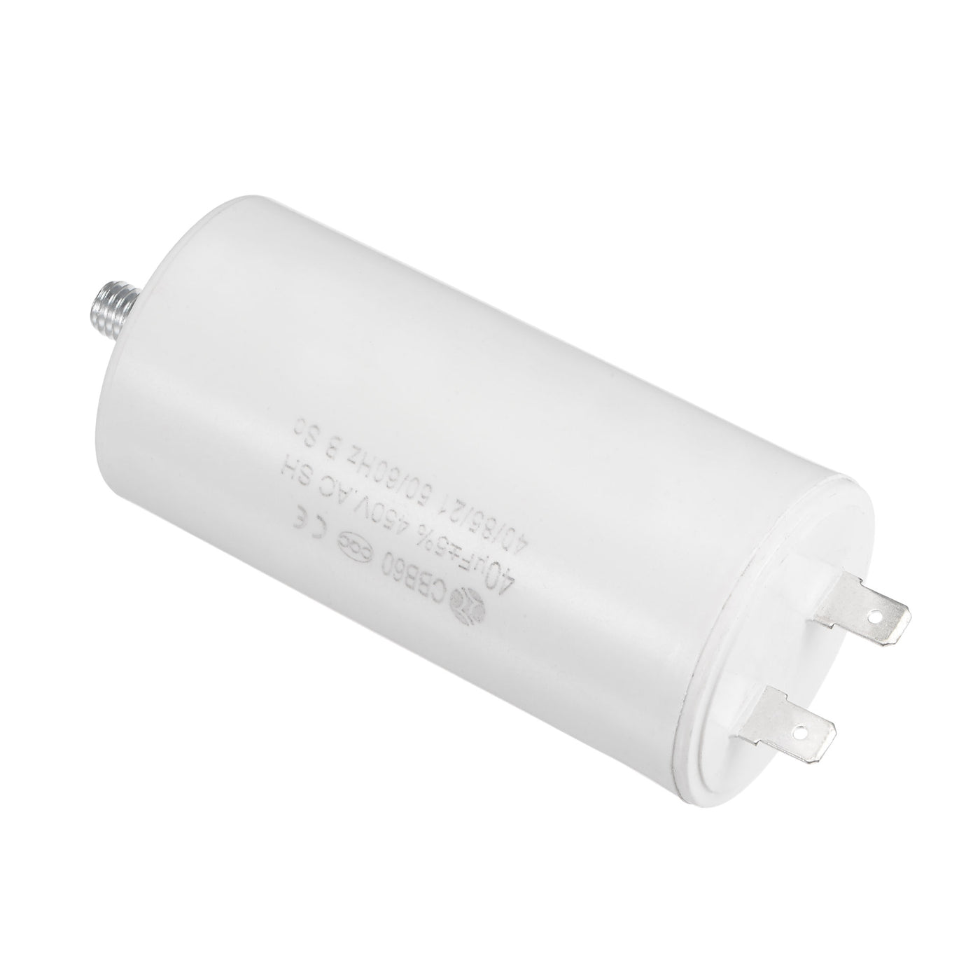 uxcell Uxcell CBB60 Run Capacitor 40uF 450V AC Single Insert 50/60Hz Cylinder 92x45mm White with Fixing Stud for Air Compressor Water Pump Motor