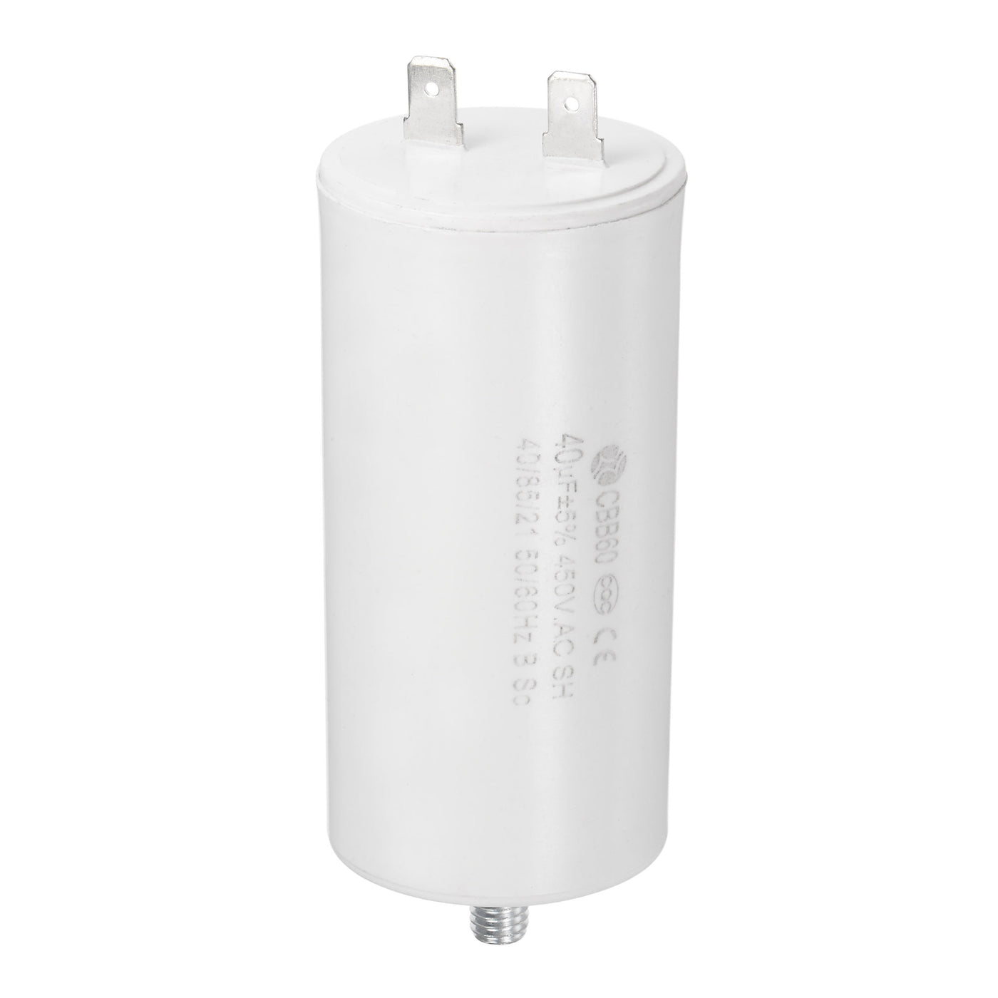 uxcell Uxcell CBB60 Run Capacitor 40uF 450V AC Single Insert 50/60Hz Cylinder 92x45mm White with Fixing Stud for Air Compressor Water Pump Motor