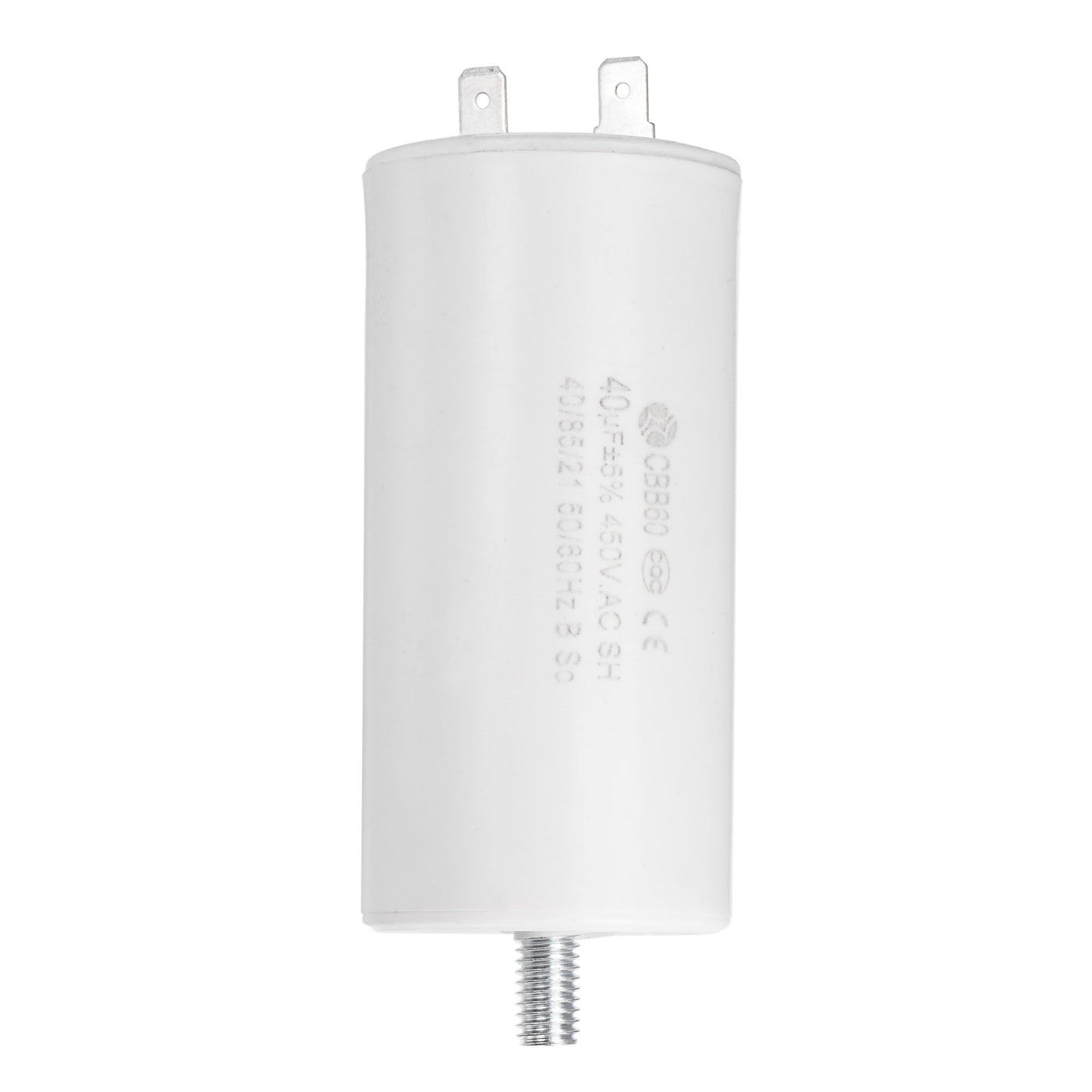 uxcell Uxcell CBB60 Run Capacitor 40uF 450V AC Single Insert 50/60Hz Cylinder 92x45mm White with Fixing Stud for Air Compressor Water Pump Motor