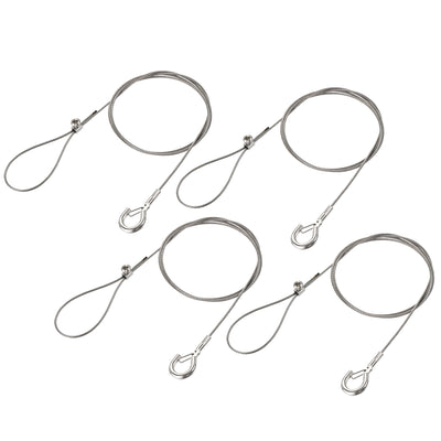 Harfington Uxcell Picture Hanging Wire Kit, 4Set 1M Adjustable Hanger Wire Hook for Home Art Gallery Picture Kit, Load 66 lbs, with Single Hole Fixing Screws