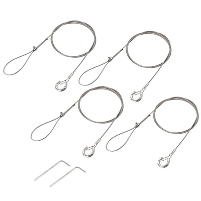 Harfington Uxcell Picture Hanging Wire Kit, 4Set 1M Adjustable Hanger Wire Hook for Home Art Gallery Picture Kit, Load 66 lbs, with Fixing Screws and Wrench