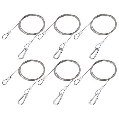 Harfington Uxcell Picture Hanging Wire Kit, 6Set 1.5M Loop and Hook Hanging Wire for Home Picture Art Gallery Picture Display Kit, Load 66 lbs