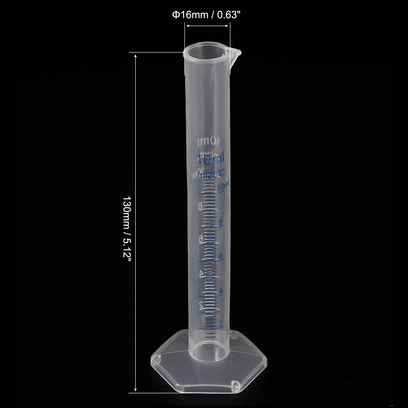 uxcell Uxcell Plastic Graduated Cylinder, 10ml Measuring Cylinder with 1 Brush, 6in1 Set for Science Lab