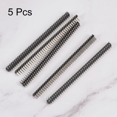 Harfington Uxcell Surface Mounted Devices Header Pin Strip 80P 2 Row 2mm Pitch Silver Tone Pin for Prototyping 5pcs