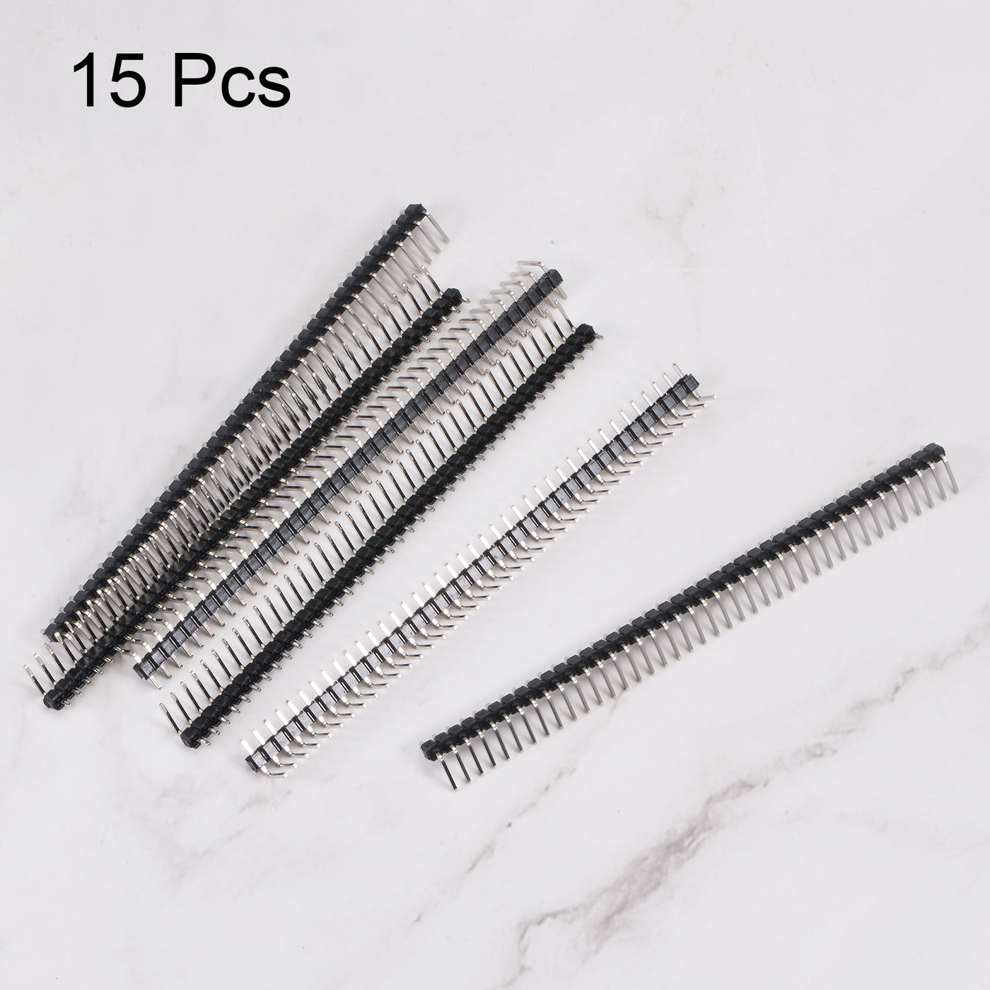 uxcell Uxcell Right Angle Header Pin 40P 1 Row 2.54mm Pitch Silver Tone Pin for PCB 15pcs