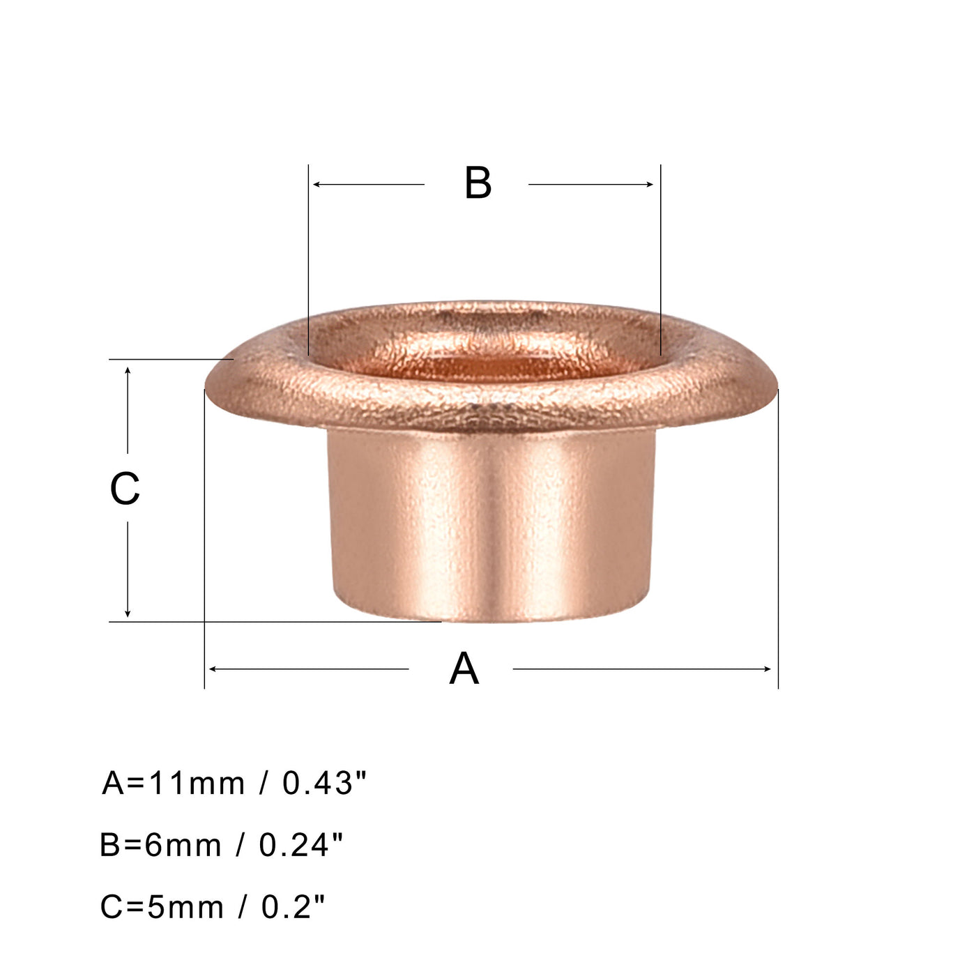 uxcell Uxcell Eyelets with Washers, 11 x 6 x 5mm Iron Through Hole Hollow Rivets Grommets Rose Gold 200 Set