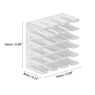 Harfington Uxcell 15x15x8mm Thermal Pad Aluminum Heatsink Electronic Radiators Silver 12 Pcs