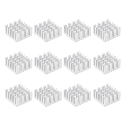 Harfington Uxcell 15x15x8mm Thermal Pad Aluminum Heatsink Electronic Radiators Silver 12 Pcs