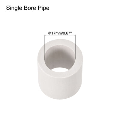 Harfington Uxcell 3pcs 17mm Dia Ceramic Tube Insulated Electronic Wire Bundle Heat Insulation Protection Single Bore