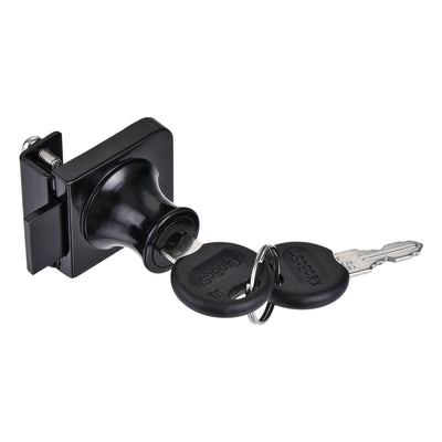 Harfington Uxcell Display Cabinet Glass Lock Single Door Latch Keyed Different Zinc Alloy Black Finish for 5-8mm Glass Thickness 2Pcs