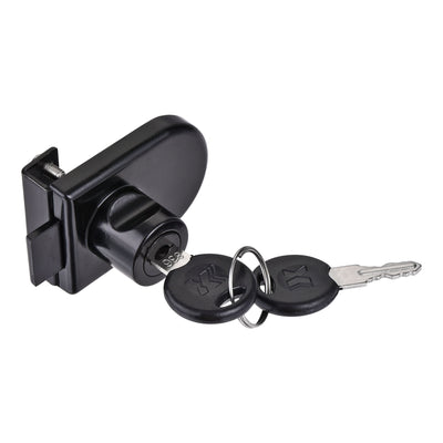 Harfington Uxcell Display Cabinet Glass Lock Single Door Oval Glass Lock Keyed Different Zinc Alloy Black Finish for 5-8mm Glass Thickness 2Pcs