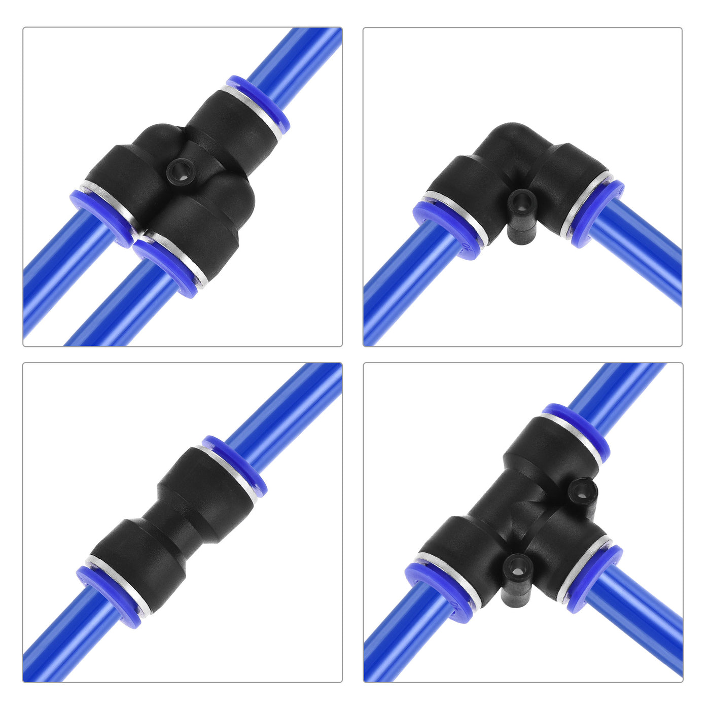 uxcell Uxcell Pneumatic PU Air Tubing Kit with Push to Connect Fittings for Air Hose Line Pipe 10mm OD 10 Meters Blue