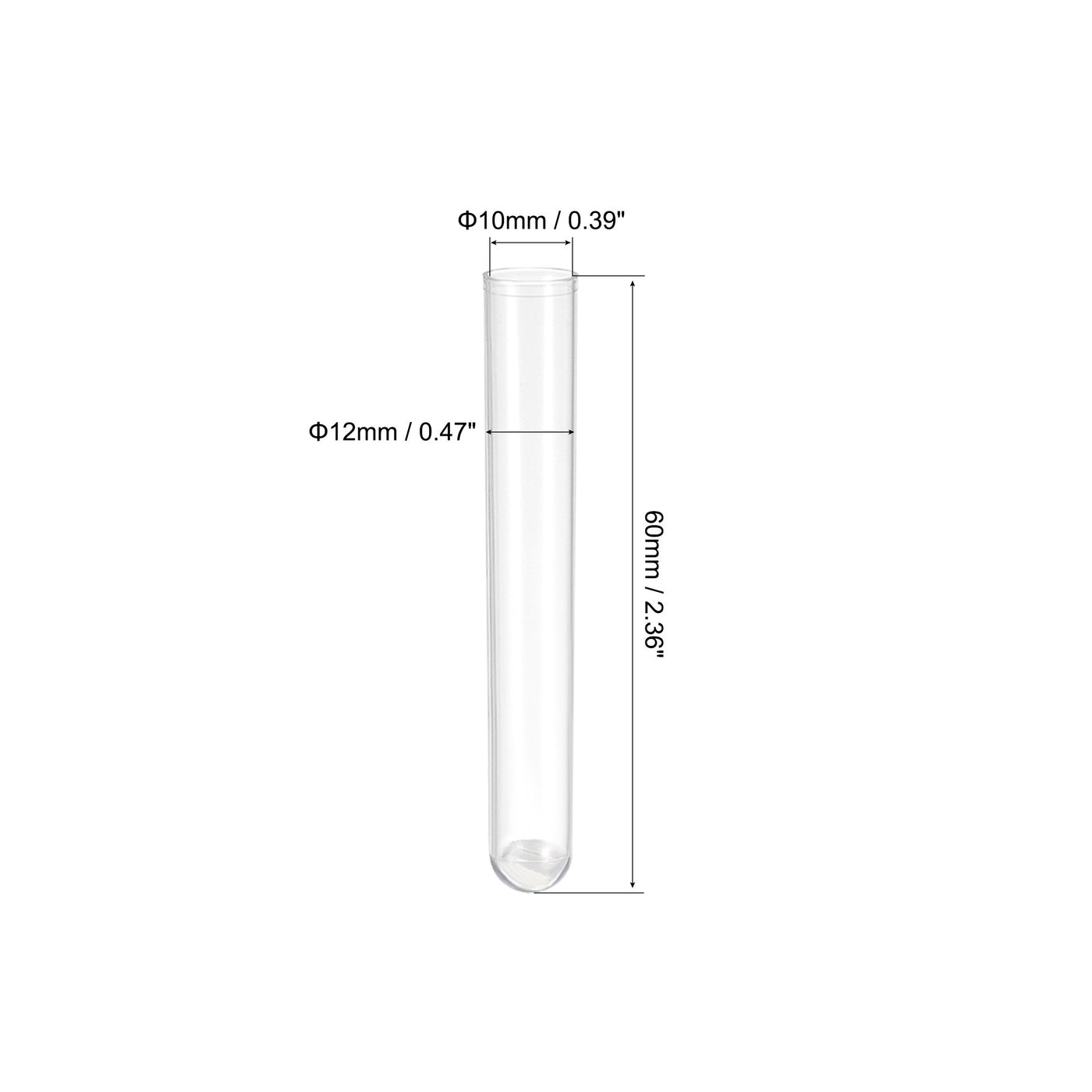 uxcell Uxcell 10Pcs PS Plastic Test Tubes with Cork Stoppers, Round Base, 12x60mm