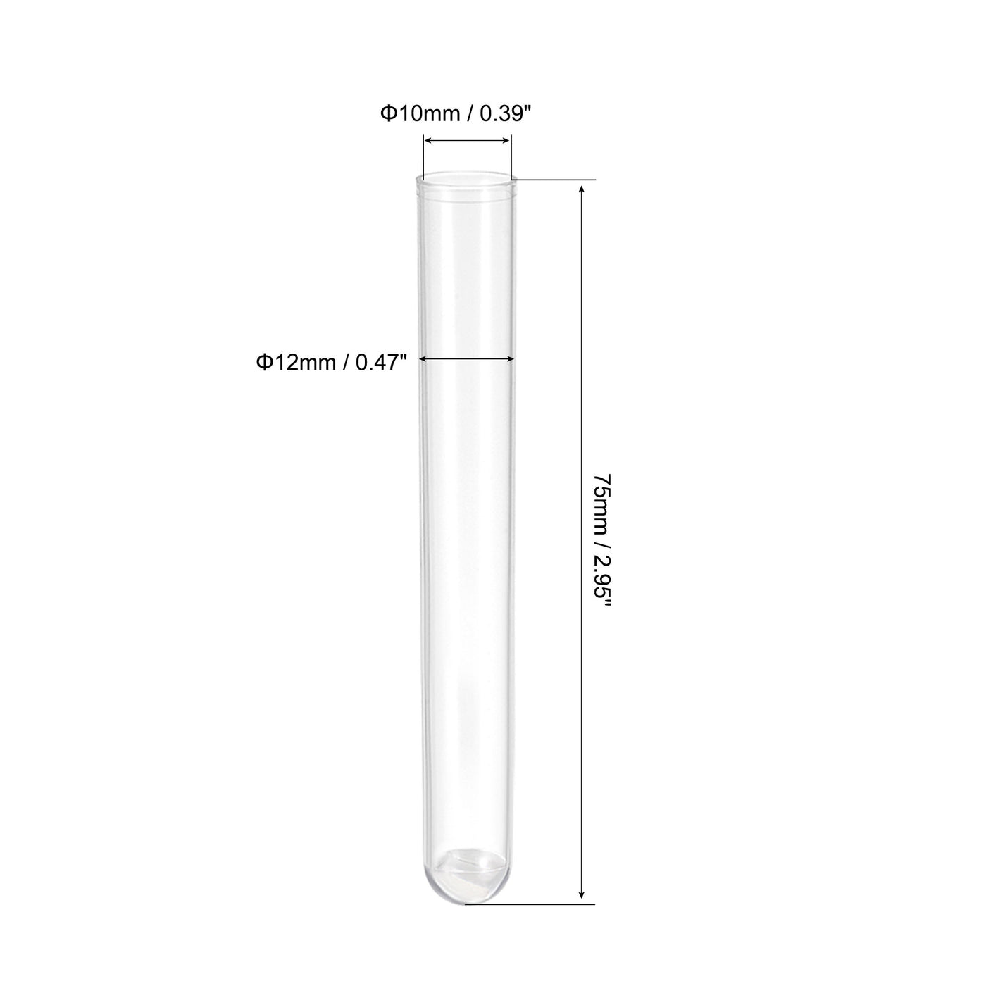 uxcell Uxcell 10Pcs PS Plastic Test Tubes with Cork Stoppers, Round Base, 12x75mm