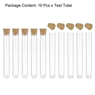 Harfington Uxcell 10Pcs PS Plastic Test Tubes with Cork Stoppers, Round Base, 12x75mm