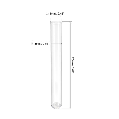 Harfington Uxcell 10Pcs PS Plastic Test Tubes with Cork Stoppers, Round Base, 13x78mm