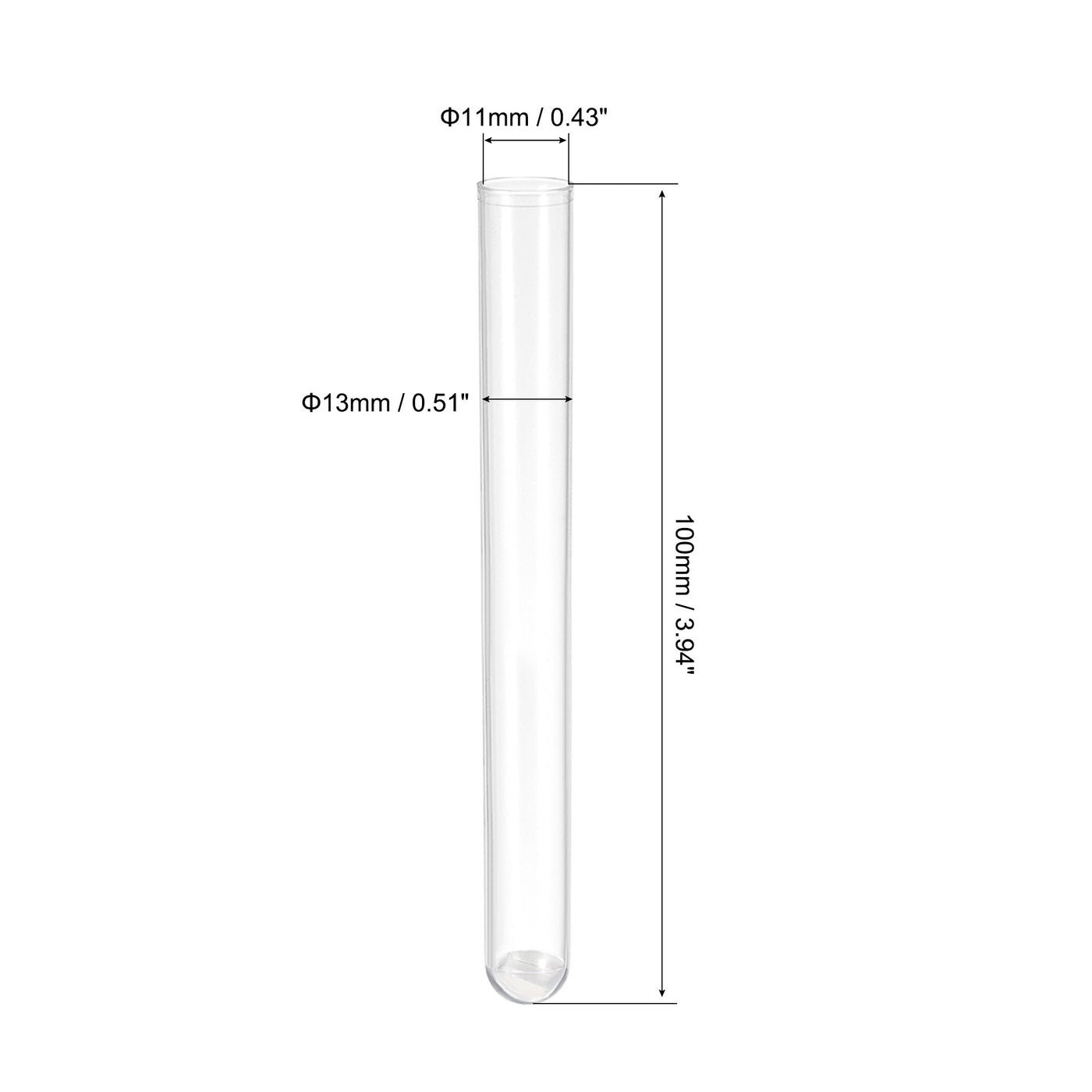 uxcell Uxcell 10Pcs PS Plastic Test Tubes with Cork Stoppers, Round Base, 13x100mm