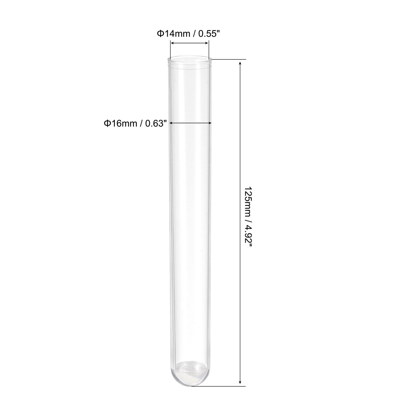 uxcell Uxcell 10Pcs PS Plastic Test Tubes with Cork Stoppers, Round Base, 16x125mm