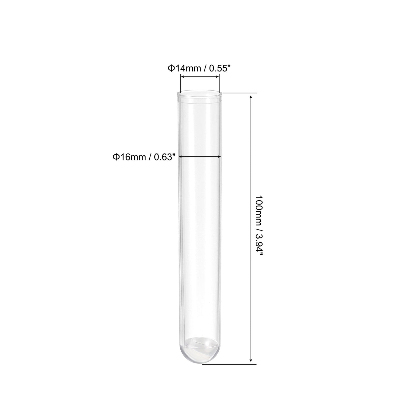 uxcell Uxcell 10Pcs PS Plastic Test Tubes with Cork Stoppers, Round Base, 16x100mm