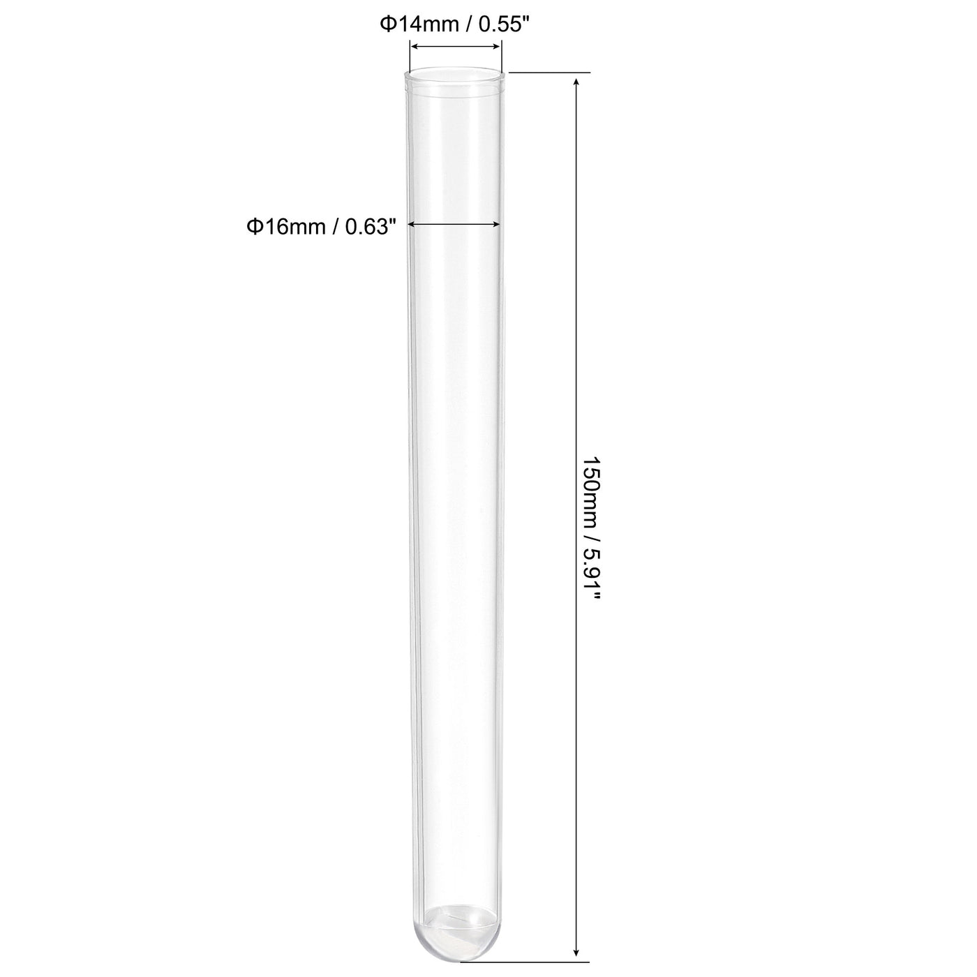 uxcell Uxcell 10Pcs PS Plastic Test Tubes with Cork Stoppers, Round Base, 16x150mm