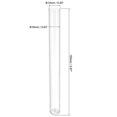 Harfington Uxcell 10Pcs PS Plastic Test Tubes with Cork Stoppers, Round Base, 16x150mm