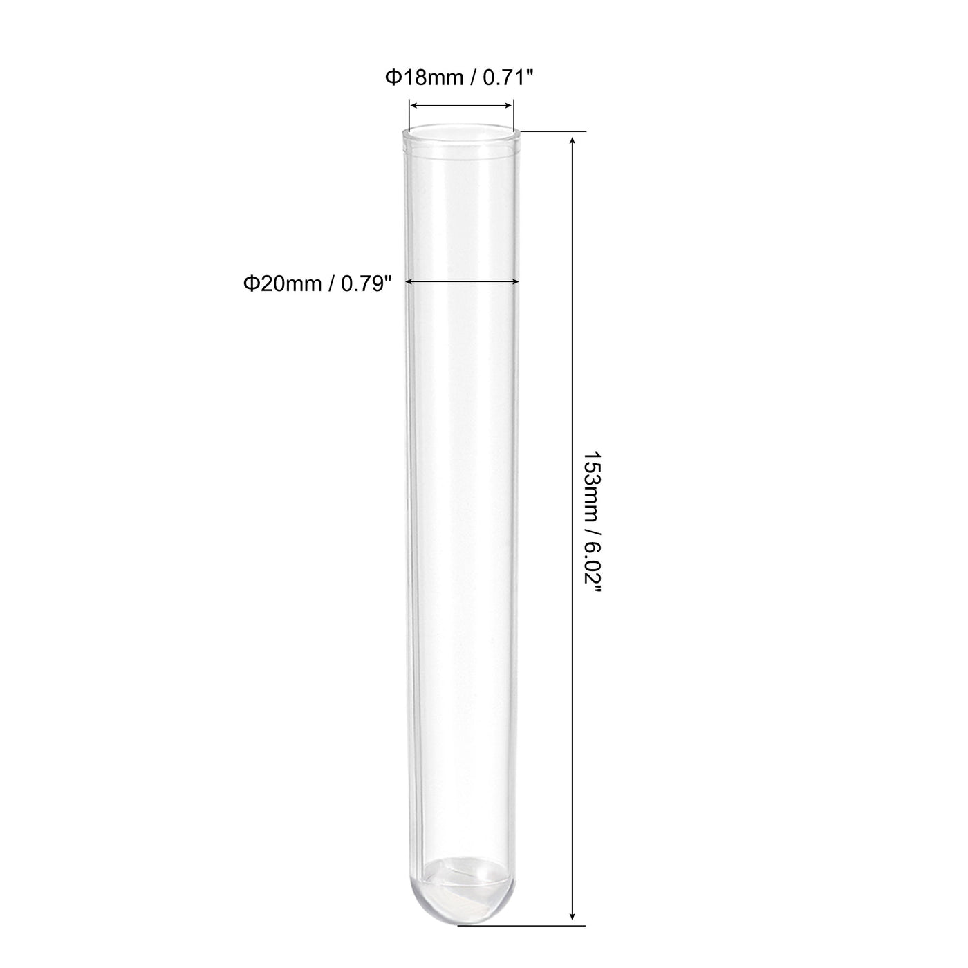 uxcell Uxcell 10Pcs PS Plastic Test Tubes with Cork Stoppers, Round Base, 20x153mm