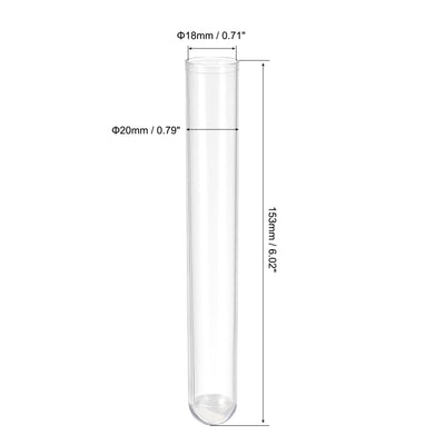 Harfington Uxcell 10Pcs PS Plastic Test Tubes with Cork Stoppers, Round Base, 20x153mm