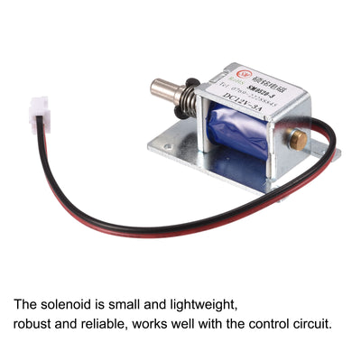 Harfington Solenoid Mini Electromagnetic Solenoid Push Pull Type DC12V 3A