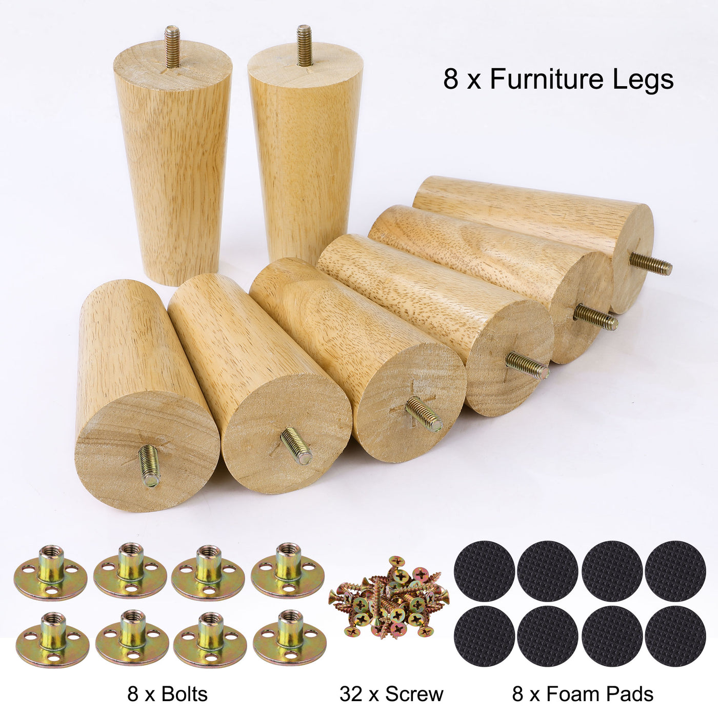 uxcell Uxcell Wood Furniture Legs 8Pcs, Replacement Feet for Sofa Couch DIY