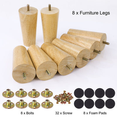 Harfington Uxcell Wood Furniture Legs 8Pcs, Replacement Feet for Sofa Couch DIY