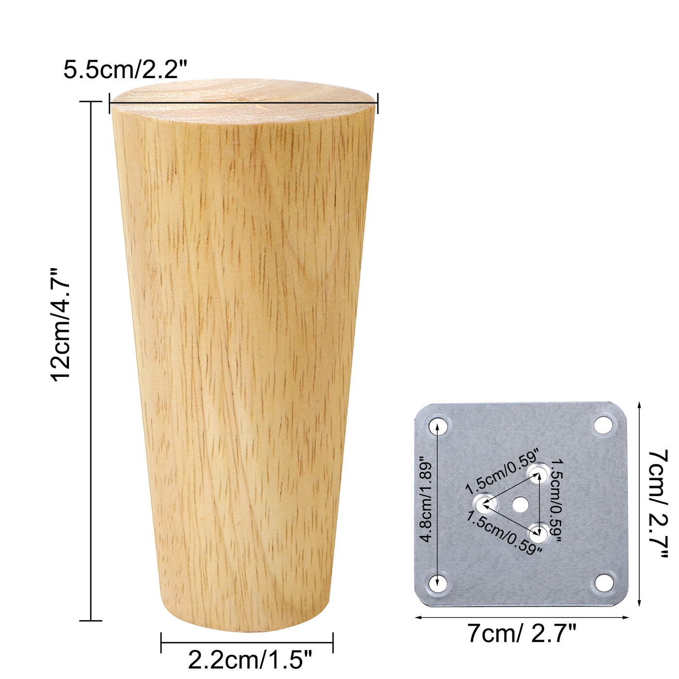 uxcell Uxcell Wood Furniture Legs 4Pcs, Hardwood Replacement Feets for Sofa Table Cabinet